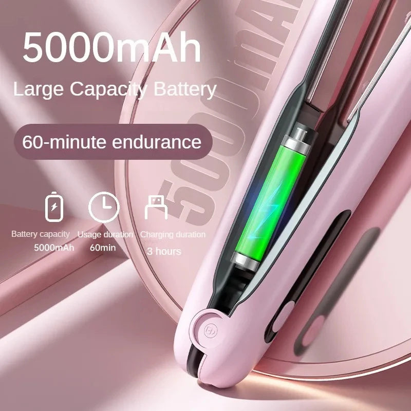 Wireless Hair Straightener Flat Iron 2-in-1 Roller