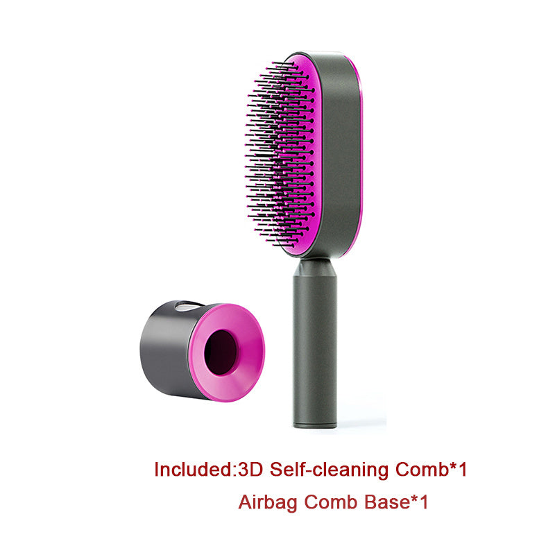 Self-Cleaning Hair Brush for Women – One-Key Cleaning Hair Loss Airbag Massage Comb