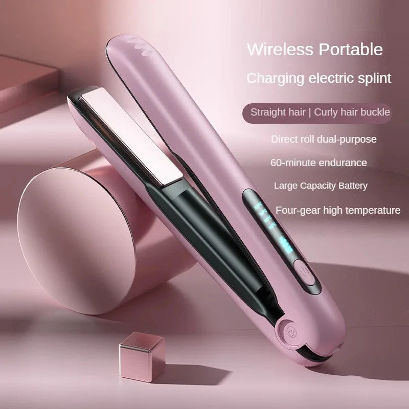 Wireless Hair Straightener Flat Iron 2-in-1 Roller