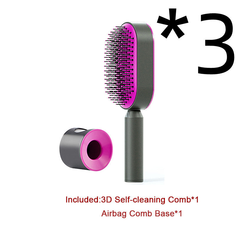 Self-Cleaning Hair Brush for Women – One-Key Cleaning Hair Loss Airbag Massage Comb