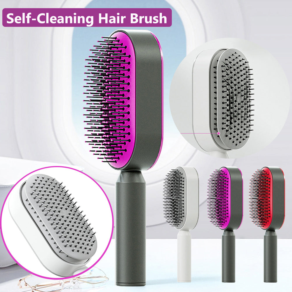 Self-Cleaning Hair Brush for Women – One-Key Cleaning Hair Loss Airbag Massage Comb